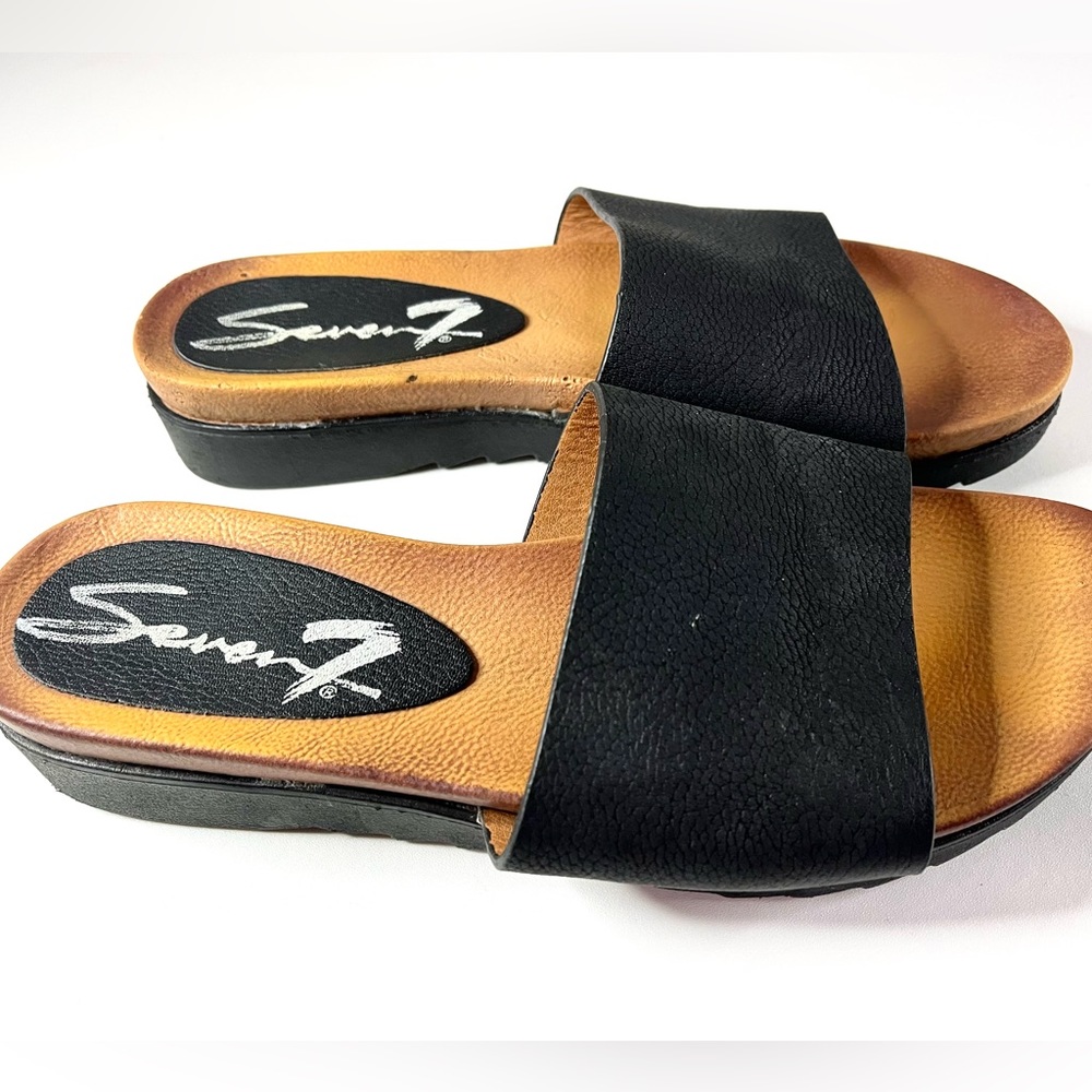 Seven7 Pearl Slides Black Women’s Sz 7 Sandals Slip On Shoe Flip Flop GUC